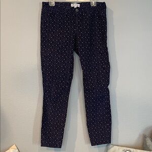 Madewell Navy Corduroy Pants with Pink Dot Pattern